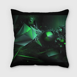 Подушка квадратная Геометрическая текстурная зеленая абстракция, цвет: 3D-принт