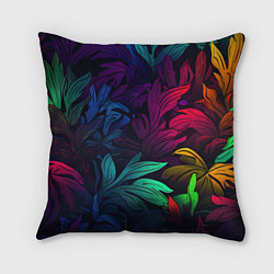 Подушка квадратная Яркие абстрактные листья, цвет: 3D-принт