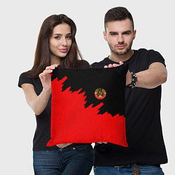 Подушка квадратная СССР красный стиль силы, цвет: 3D-принт — фото 2
