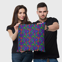 Подушка квадратная Психоделические неоновые линии, цвет: 3D-принт — фото 2