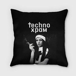 Подушка квадратная Techno храм монашка с сигаретой
