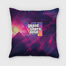 Подушка квадратная GTA 6 summer logo, цвет: 3D-принт
