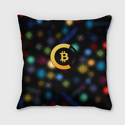 Подушка квадратная Bitcoin logo criptomoney