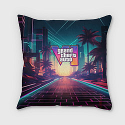 Подушка квадратная GTA 6 night city logo