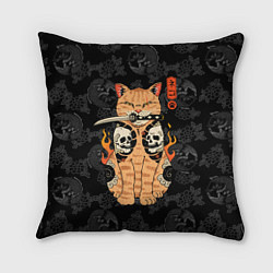 Подушка квадратная Огненный кот якудза, цвет: 3D-принт