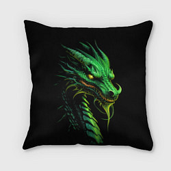 Подушка квадратная Зеленый дракон иллюстрация