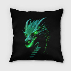 Подушка квадратная Дракон с зеленым свечением
