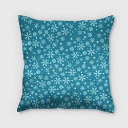 Подушка квадратная Снежный новогодний паттерн, цвет: 3D-принт