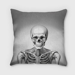 Подушка квадратная Скелет черно белый, цвет: 3D-принт
