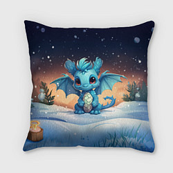 Подушка квадратная Синий дракон 2024, цвет: 3D-принт