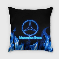 Подушка квадратная Mercedes-benz blue neon, цвет: 3D-принт