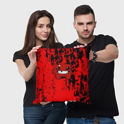 Подушка квадратная Super Meat Boy краски, цвет: 3D-принт — фото 2
