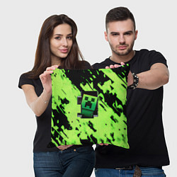 Подушка квадратная Minecraft зеленый паттерн крипер, цвет: 3D-принт — фото 2