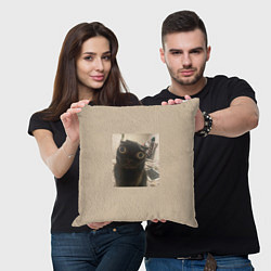 Подушка квадратная Котик из мема, цвет: 3D-принт — фото 2