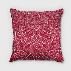 Подушка квадратная Красно-розовый мандала, цвет: 3D-принт