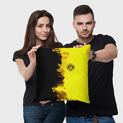 Подушка квадратная Borussia fc sport краски, цвет: 3D-принт — фото 2