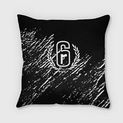 Подушка квадратная Rainbow six штриховка краски, цвет: 3D-принт
