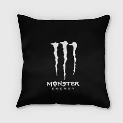 Подушка квадратная Monster energy белое лого, цвет: 3D-принт