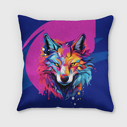 Подушка квадратная Волк в стиле поп-арт