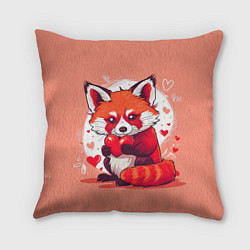 Подушка квадратная Рыжая лисичка с сердцем