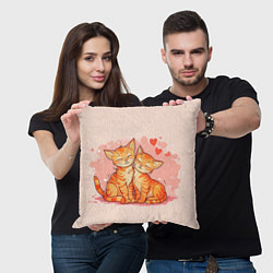 Подушка квадратная Влюбленные рыжики котики 14 февраля, цвет: 3D-принт — фото 2