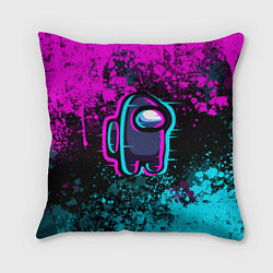 Подушка квадратная Амонг ас - брызги неона, цвет: 3D-принт