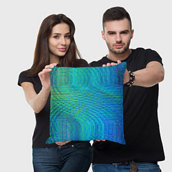 Подушка квадратная Синусоидные волны из квадратиков, цвет: 3D-принт — фото 2