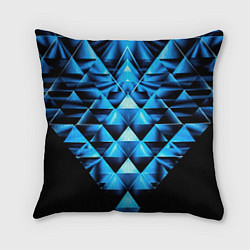 Подушка квадратная Синие абстрактные ромбики, цвет: 3D-принт