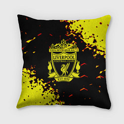 Подушка квадратная Liverpool жёлтые краски текстура, цвет: 3D-принт