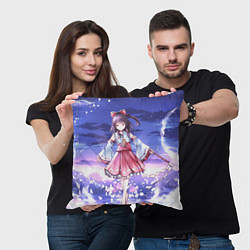 Подушка квадратная Touhou Project Рейму улыбка, цвет: 3D-принт — фото 2