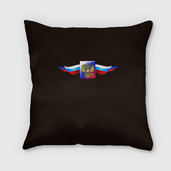 Подушка квадратная Герб России с ленточками, цвет: 3D-принт