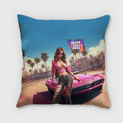 Подушка квадратная GTA 6 girl logo