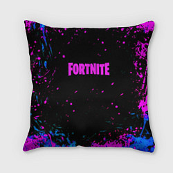 Подушка квадратная Fortnite неоновые брызги красок, цвет: 3D-принт