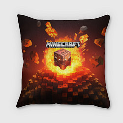 Подушка квадратная Огненный minecraft лого