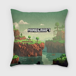 Подушка квадратная Minecraft logo квадратный мир, цвет: 3D-принт