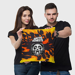 Подушка квадратная Arctic Monkeys рок панда и огонь, цвет: 3D-принт — фото 2