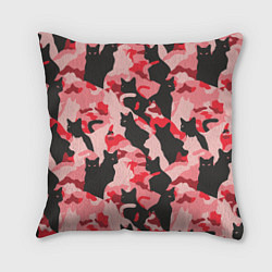 Подушка квадратная Розовый камуфляж из котов, цвет: 3D-принт