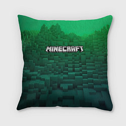 Подушка квадратная Minecraft logo green, цвет: 3D-принт