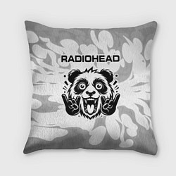 Подушка квадратная Radiohead рок панда на светлом фоне, цвет: 3D-принт