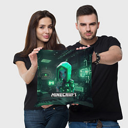 Подушка квадратная Minecraft девушка хакер, цвет: 3D-принт — фото 2