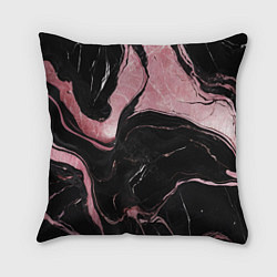 Подушка квадратная Черно-розовый мрамор, цвет: 3D-принт