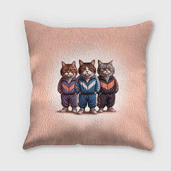 Подушка квадратная Три полосатых кота в спортивных костюмах пацана