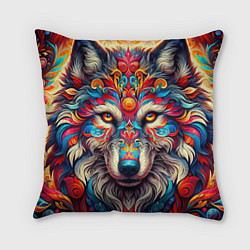Подушка квадратная Красочный волк