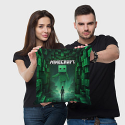 Подушка квадратная Minecraft зеленый монстр, цвет: 3D-принт — фото 2