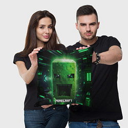 Подушка квадратная Minecraft зеленая большая голова, цвет: 3D-принт — фото 2