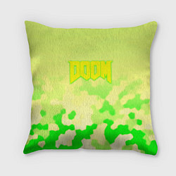 Подушка квадратная Doom токсичное лого броня