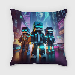 Подушка квадратная Minecraft - neon metropolis ai art