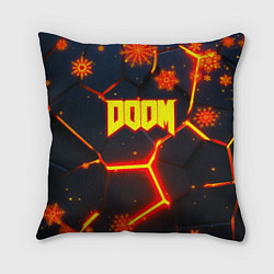 Подушка квадратная Doom плиты лого в огне