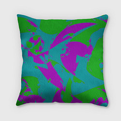 Подушка квадратная Бирюзово-зелёная абстракция, цвет: 3D-принт