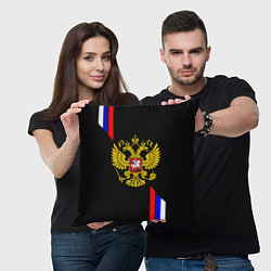 Подушка квадратная Россия герб триколор полосы, цвет: 3D-принт — фото 2